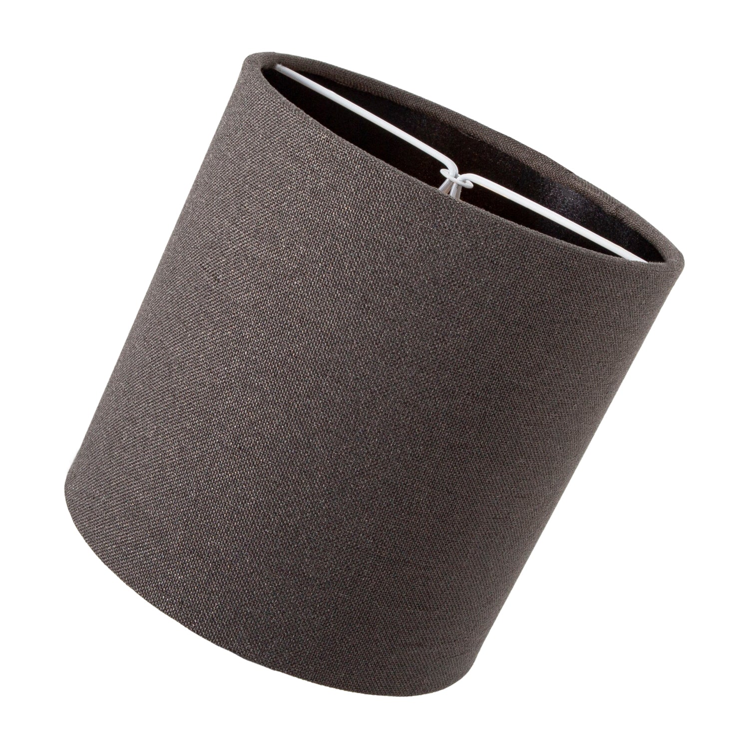 Modern Black Linen Fabric Small 13cm Drum Clip Shade with Matching Satin Lining Image 3