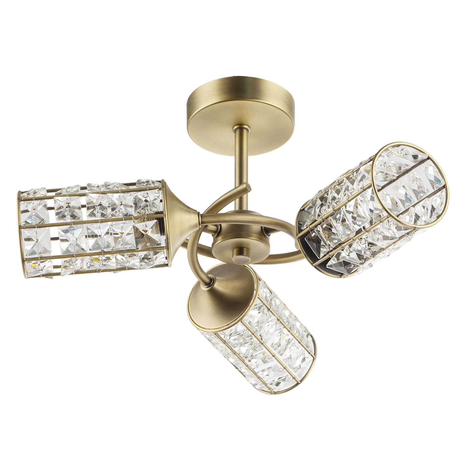 Antique Brass Ceiling Light with Cylindrical Acrylic Beaded Shades Image 3