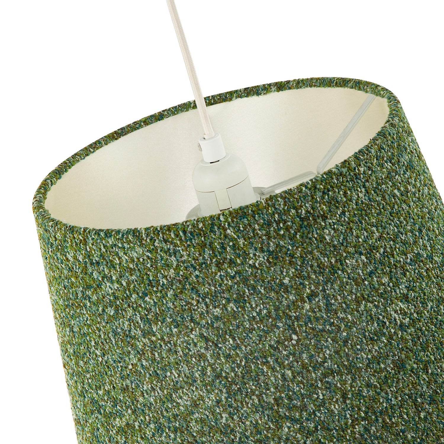 Forest and Sage Green Textured Wool Fabric Lamp Shade with Cream Inner Image 5