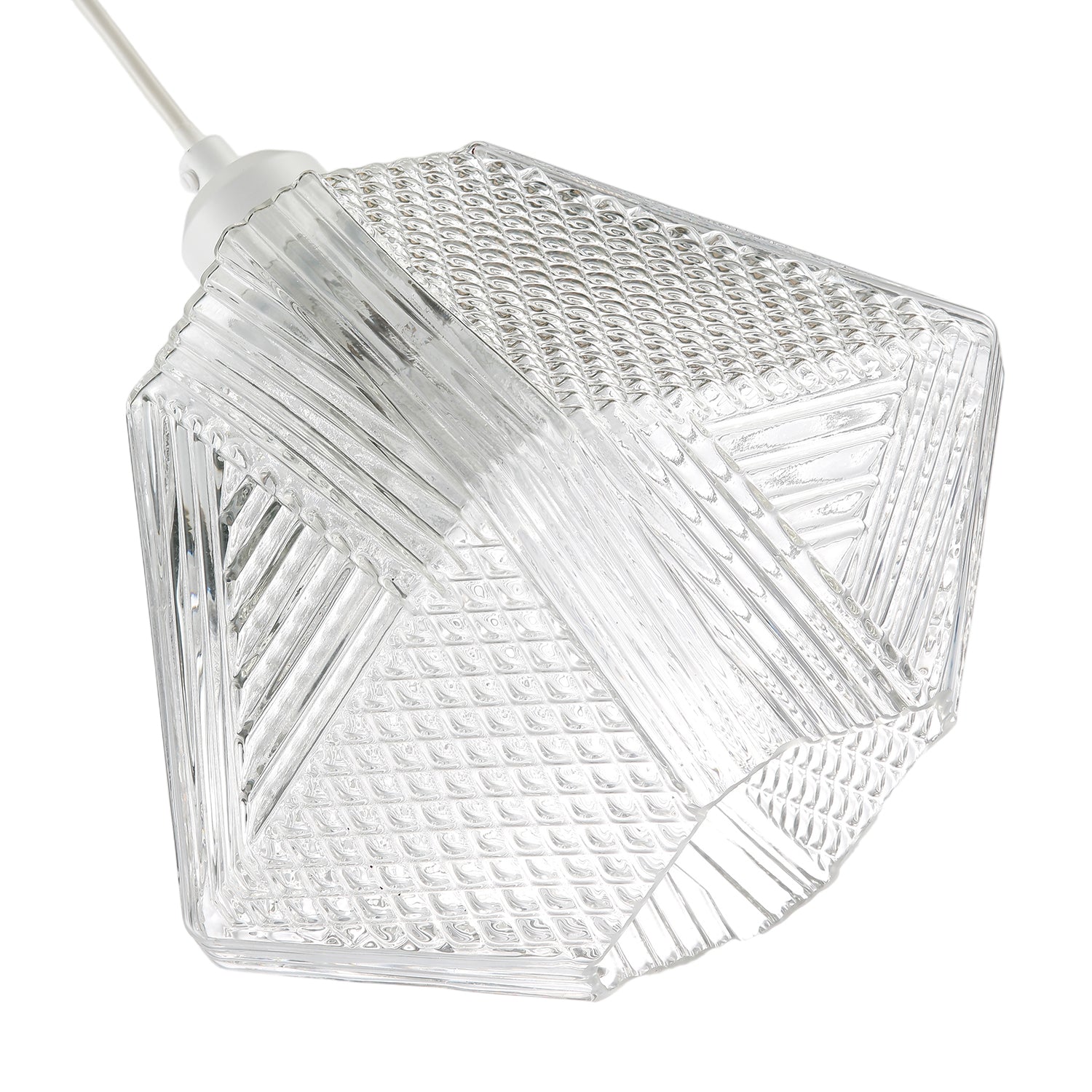 Moulded Clear Glass Pendant Light Shade with Dimples and Etched Lines Image 4