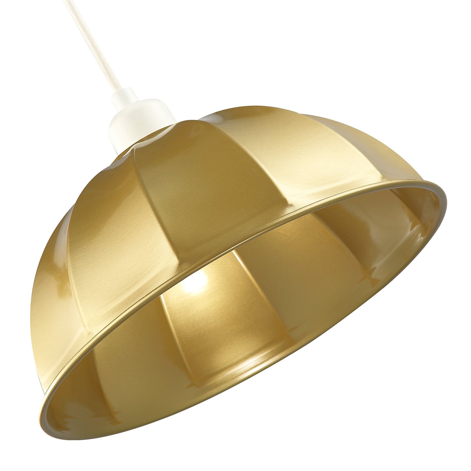 Modern Satin Gold Pendant Lighting Shade with Domed Shape and Outer Trim Lip Image 4