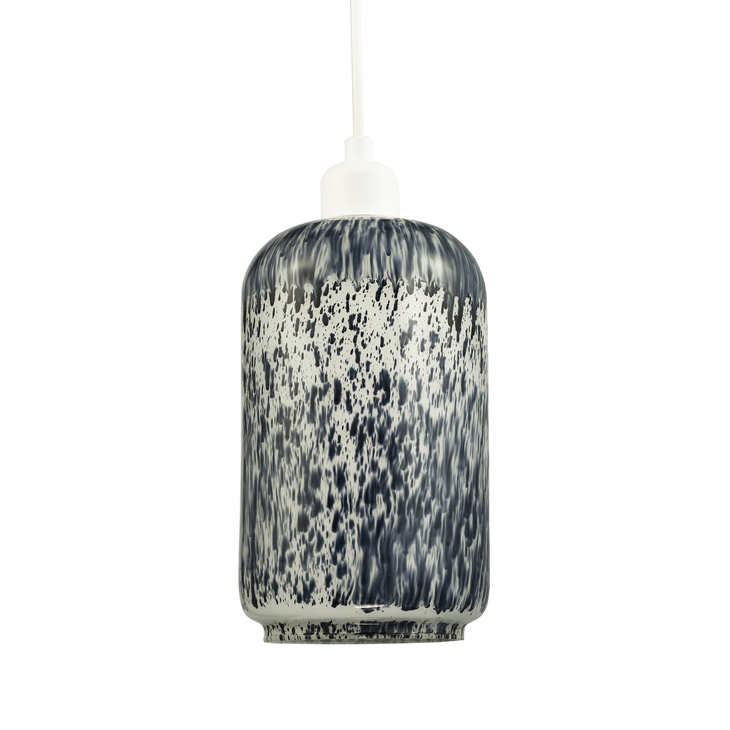 Pendant Light Shade in Dove Grey and Dusty Blue with Snowflake Marble Design Image 2