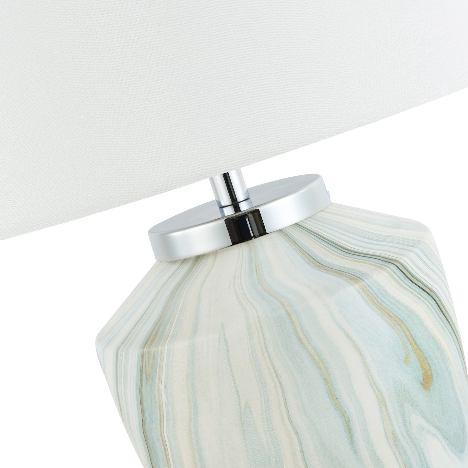 Modern Marble Effect Ceramic Table Lamp Base with White Duck Egg and Gold Swirl Image 5