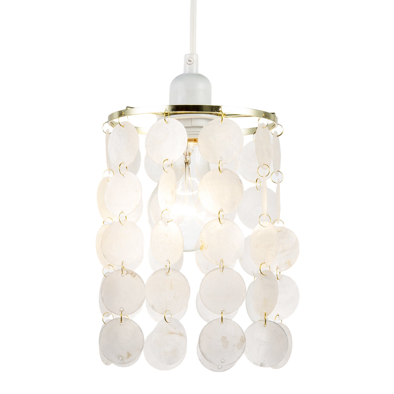 Pendant Light Shade with Cascading Natural Capiz Style Shell Discs Image 2