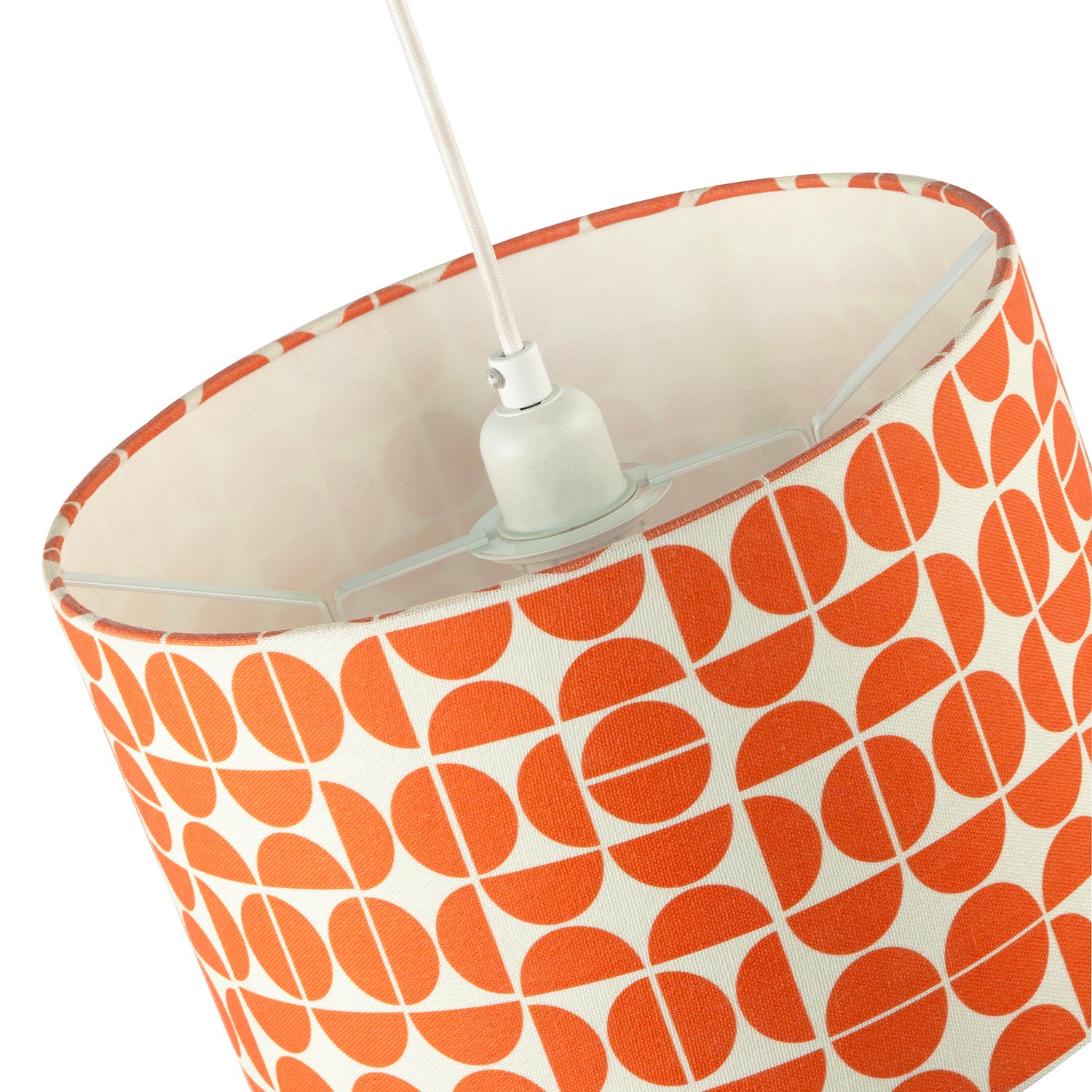 Modern Orange Geometric Linen Fabric Lamp Shade with Cotton Lining Image 3