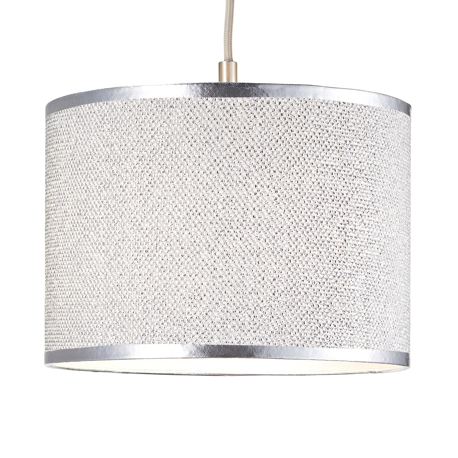 Modern and Designer Mini Diamond Silver Glitter Fabric Lamp Shade 25cm Wide Image 2