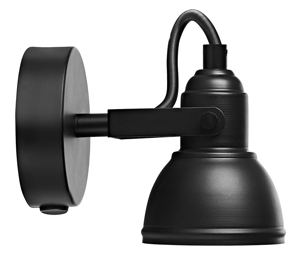 Unique Industrial Designed Matt Black Switched Wall Spot Light Image 2