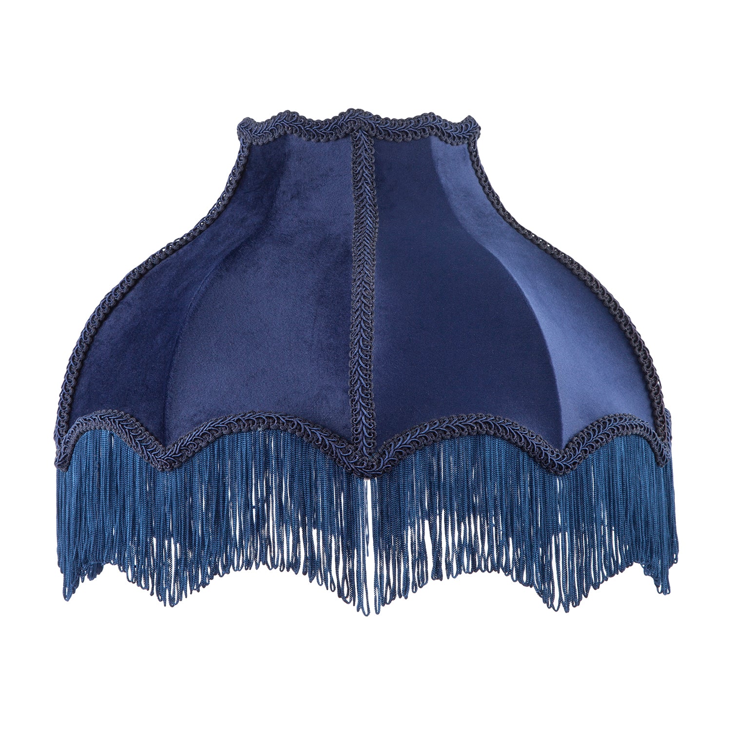 Classic Victorian Lamp Shade in Midnight Blue Velvet with Navy Trims Image 1