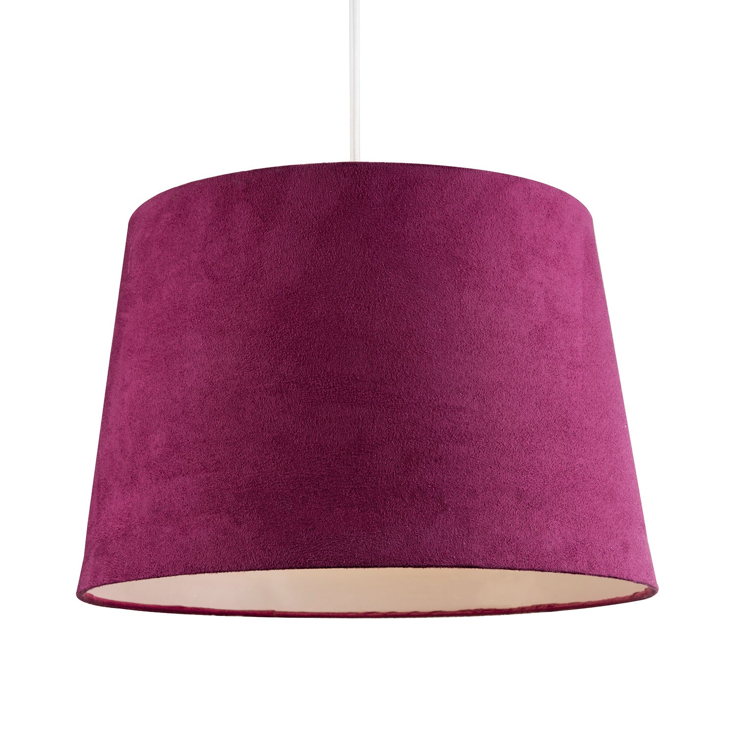 Hot Pink Velvet Fabric 12 Inch Drum Lamp Shade with White Cotton Inner Image 2