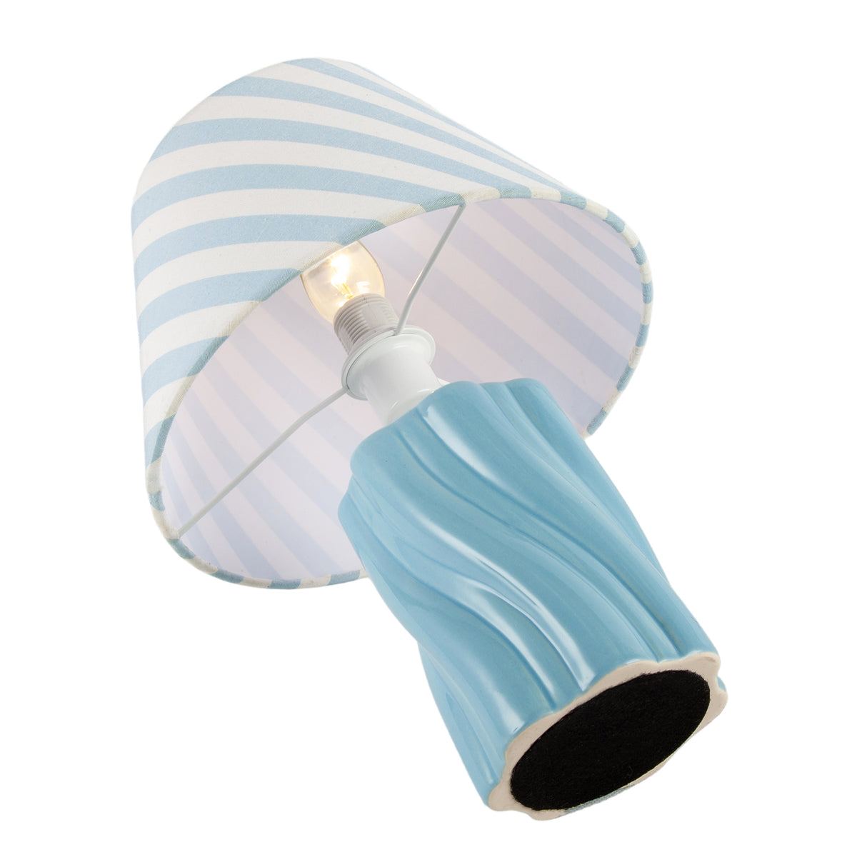 Glossy Sky Blue Glazed Ceramic Lamp with Sculptural Twisted Base Image 5