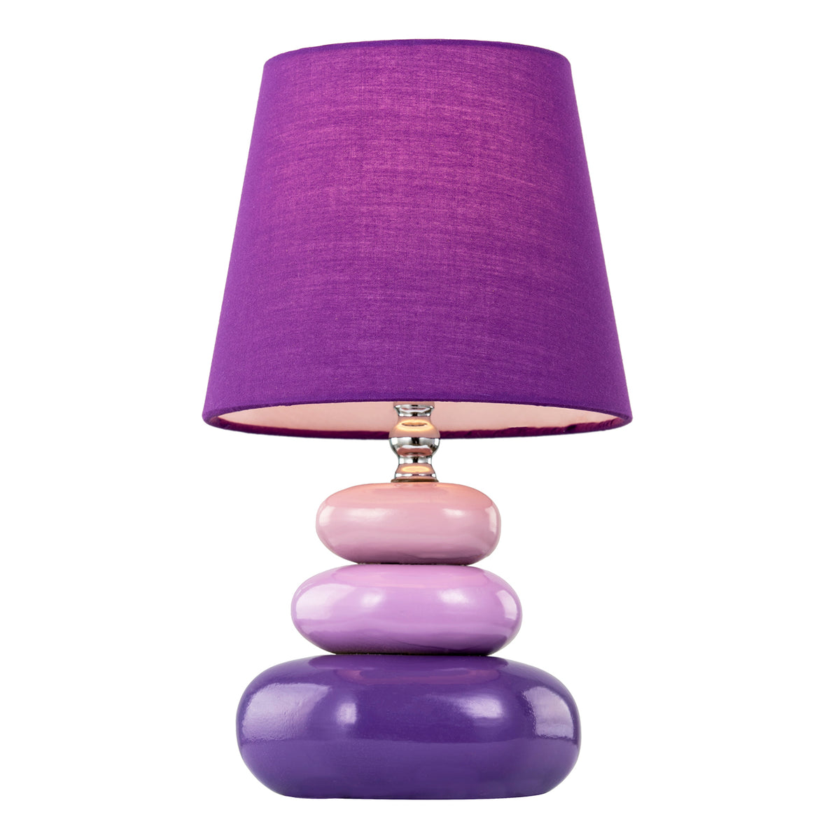 Chic Ceramic Pebble Table Lamp with Lilac Purple and Lavender Colours Image 5