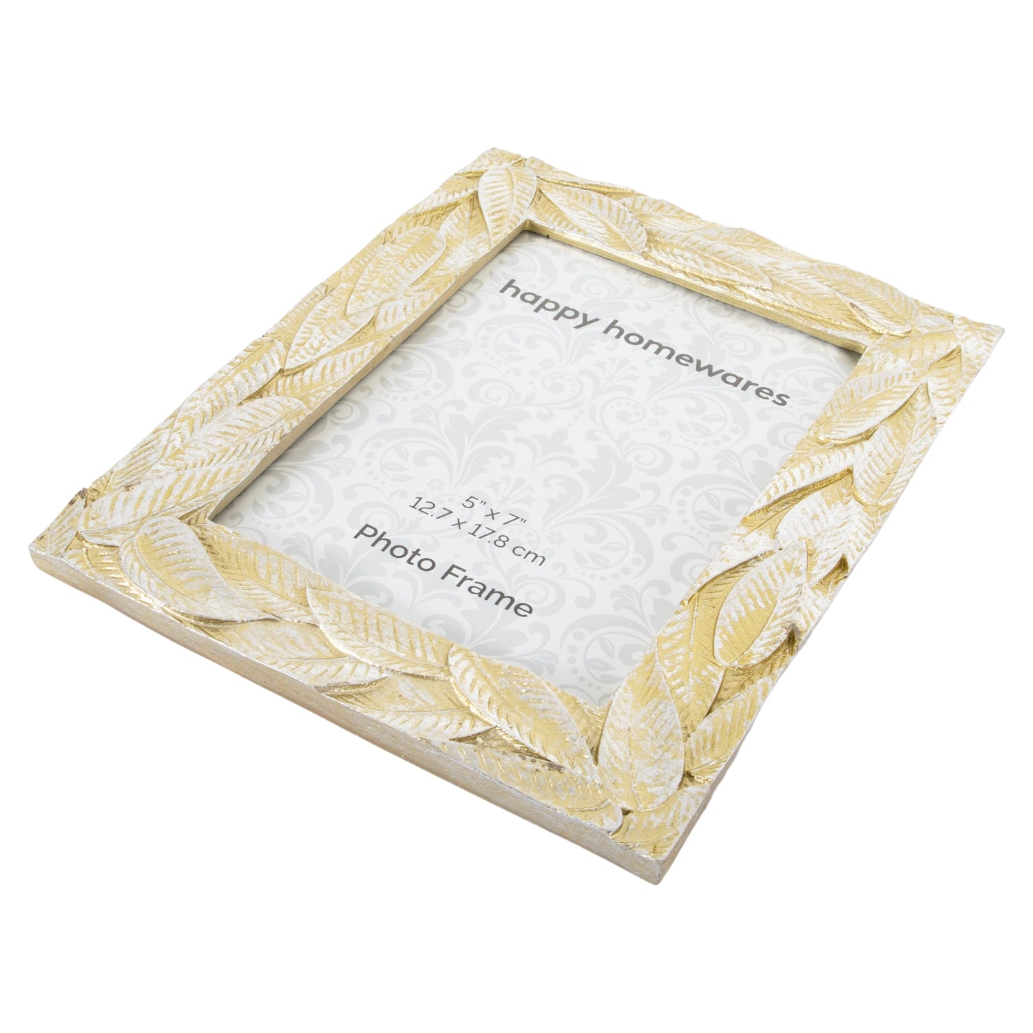 Chic 5x7 Resin Picture Frame with Multi Leaf Decor in Metallic Gold and Silver Image 5