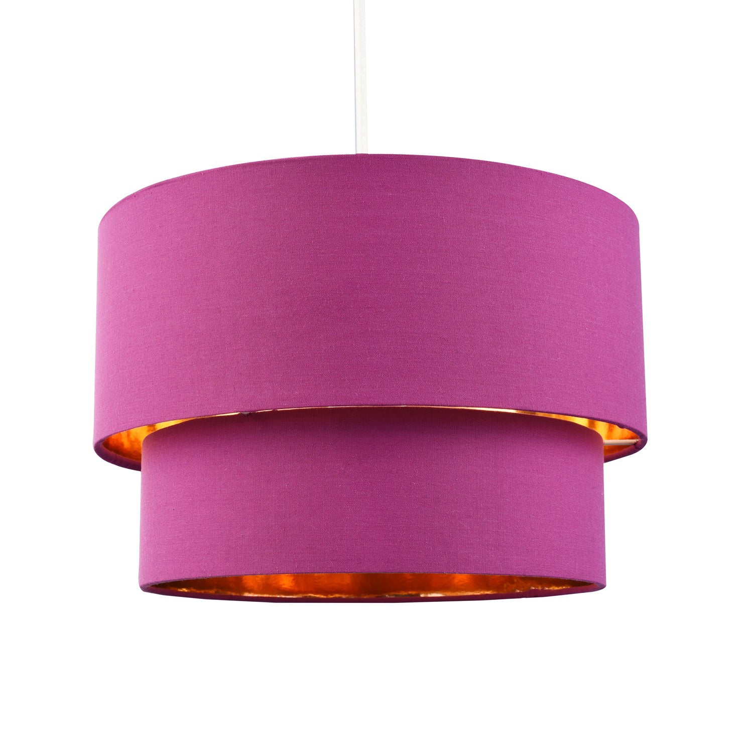 Modern Vivid Mulberry Cotton Double Tier Ceiling Shade with Shiny Copper Inner Image 1