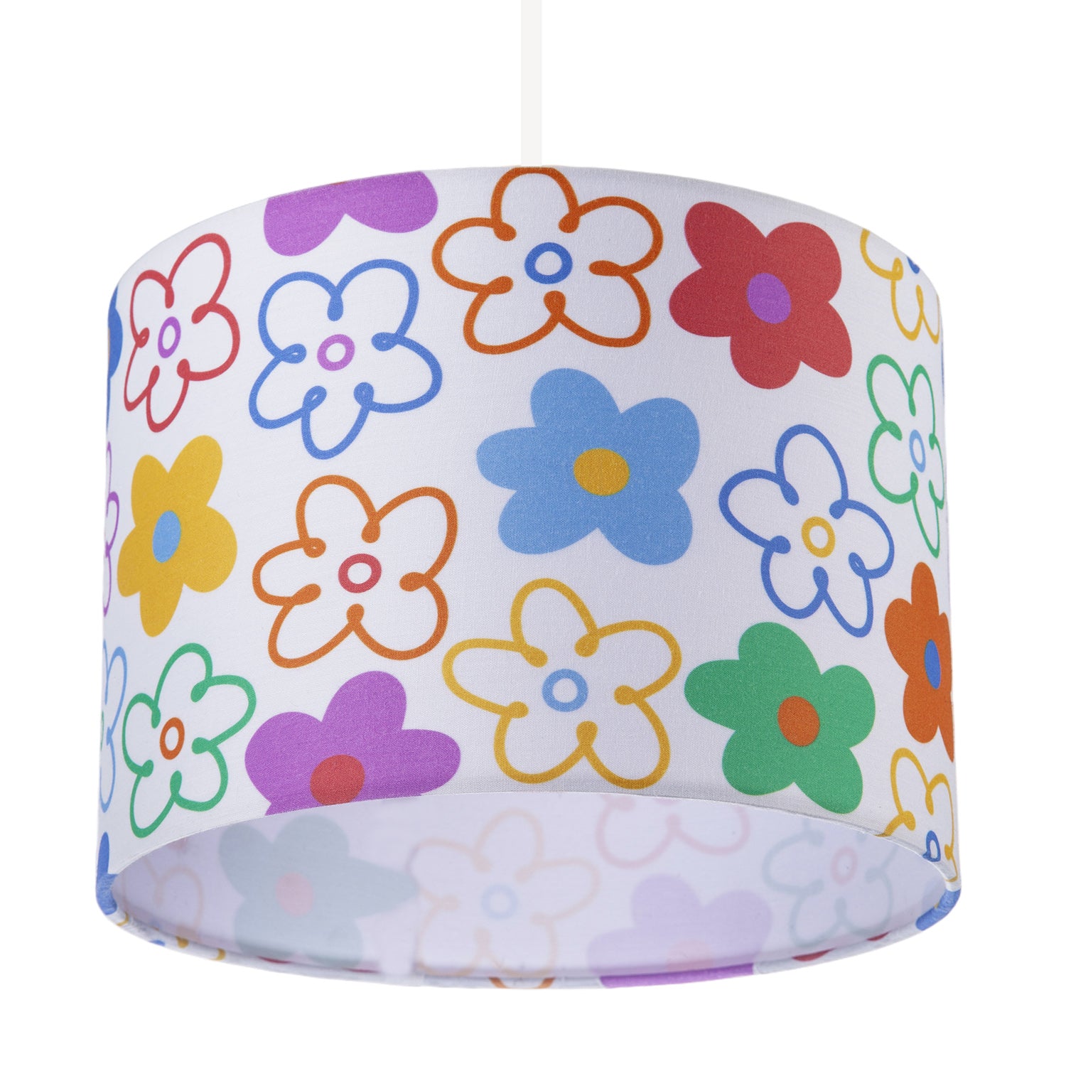 Bright and Colourful Fabric Lampshade with Retro Inspired Floral Decor Image 5