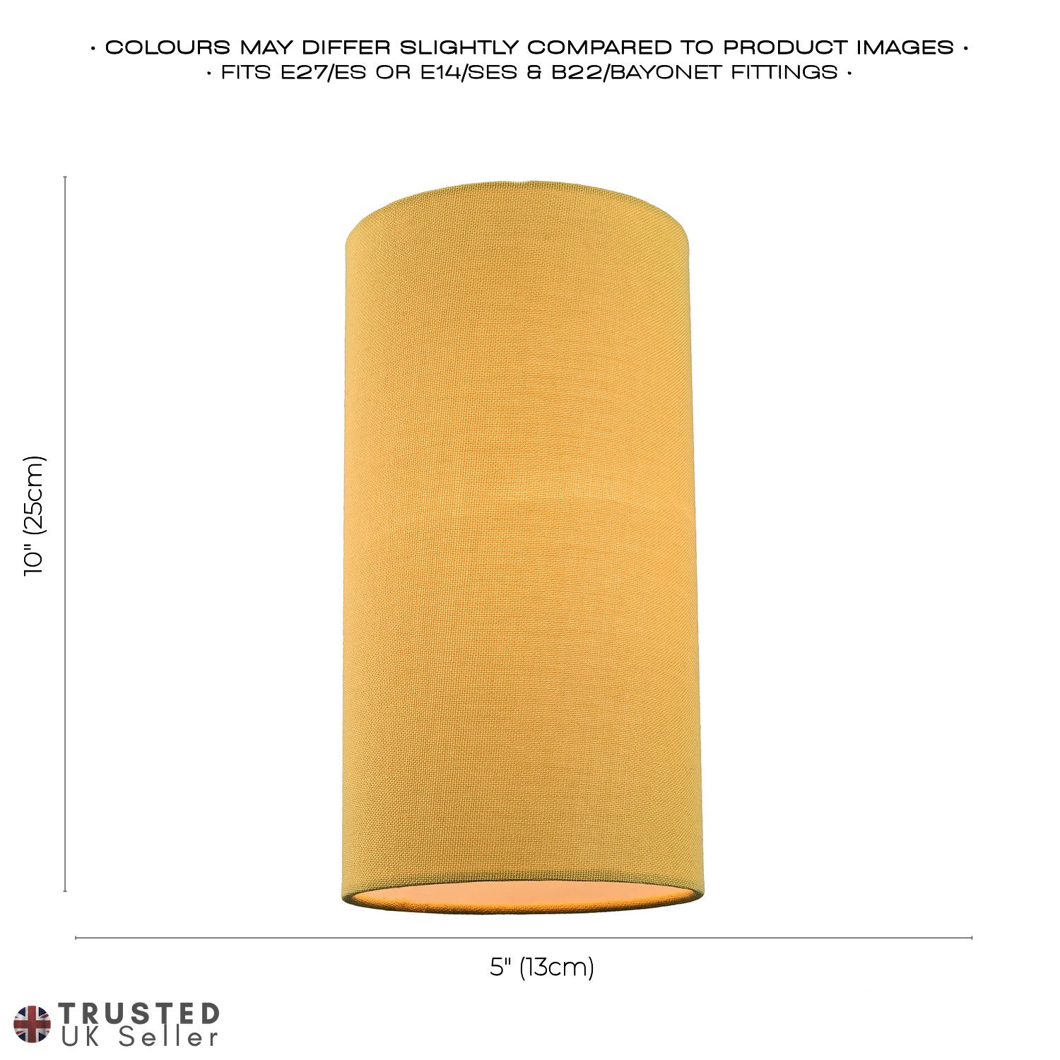 Contemporary and Stylish Mustard Ochre Linen Fabric Tall Cylindrical Lampshade Image 6