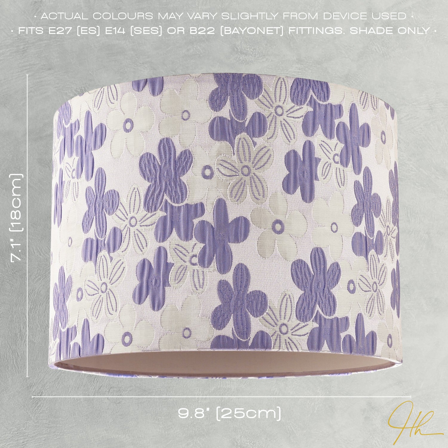 Chic Floral Round Drum Fabric Lamp Shade with Lilac and White Daisies Image 7