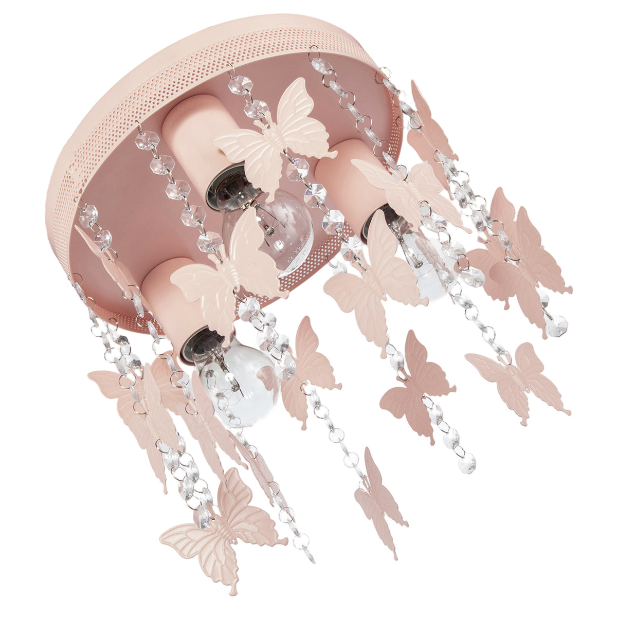 Childrens Ceiling Light Fitting in Blush Pink with Hanging Butterflies Image 4