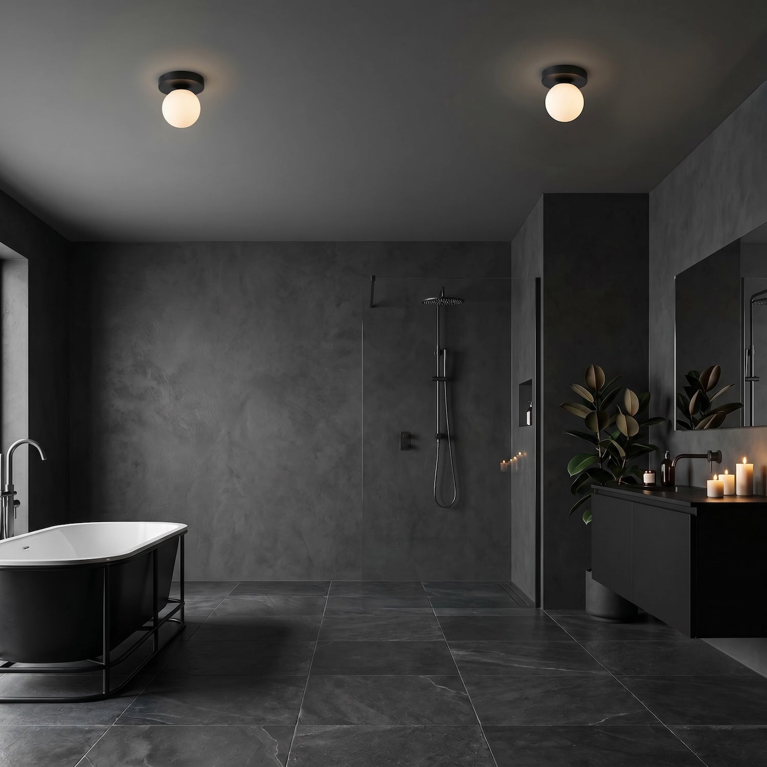 Modern Compact Bathroom Ceiling Light with Opal Glass Globe Shade Image 6