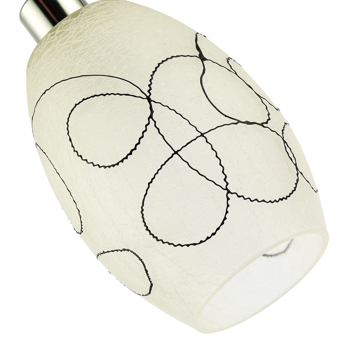 Contemporary Frosted White Crackle Glass Pendant Light Shade with Black Swirls Image 3