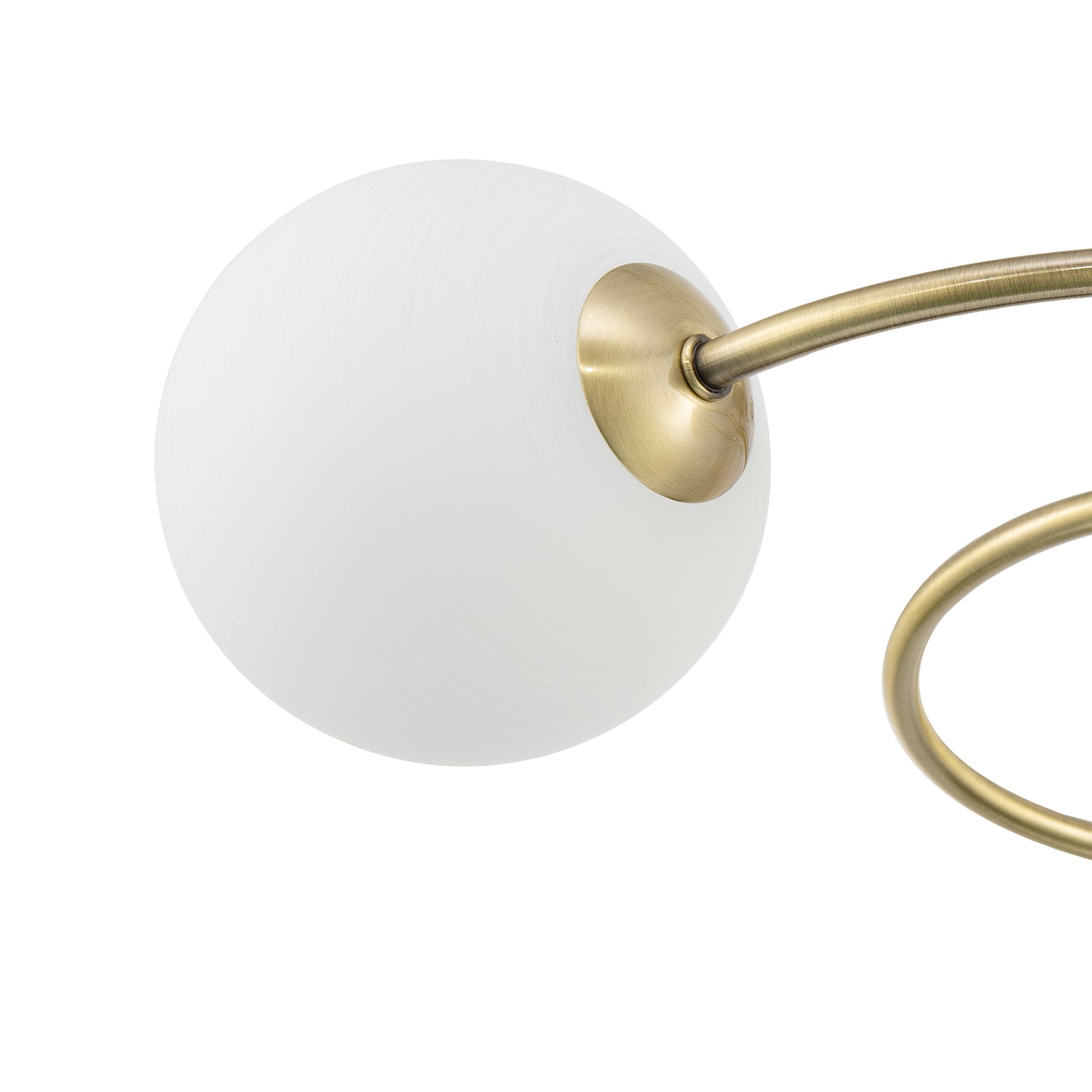 Modern 3-Arm Antique Brass Ceiling Light with Opal Swirl Glass Spherical Shades Image 3