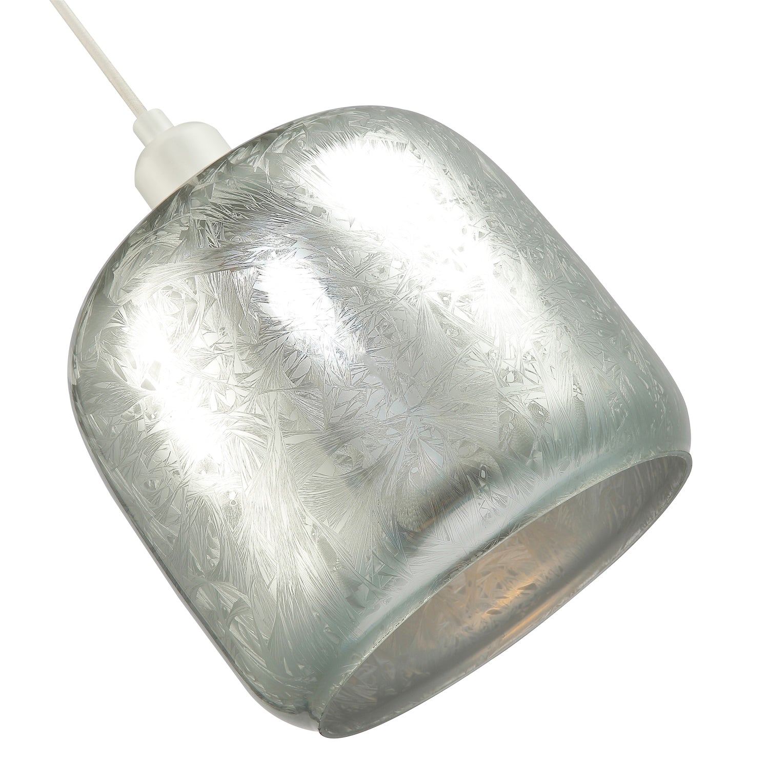 Modern Matte Silver Foil Wrap Print Glass Pendant Light Shade with Chunky Body Image 4