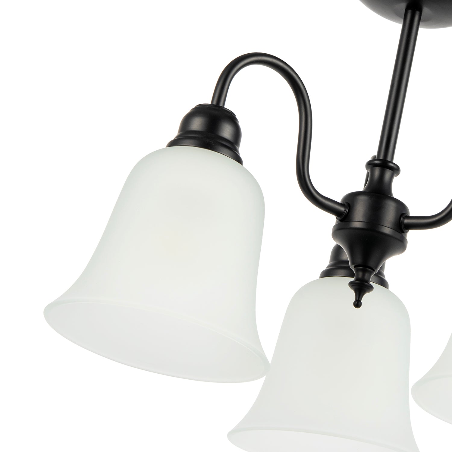 Classic and Ornate Matte Black Ceiling Light Fitting with Glass Shades Image 4