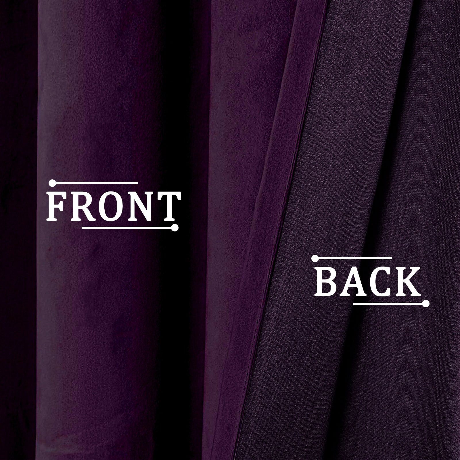 Plum Purple Velvet Blackout Eyelet Curtains - 46x63 Inch Drop - Pair Image 3