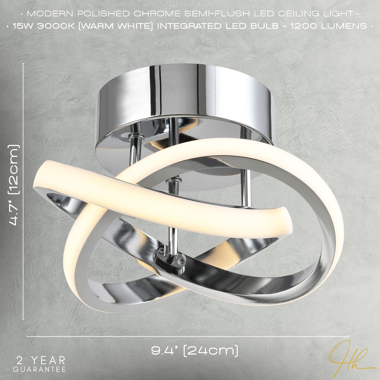 Modern LED Chrome Ceiling Light Fitting with Swirl Thick Metal Strip Image 6