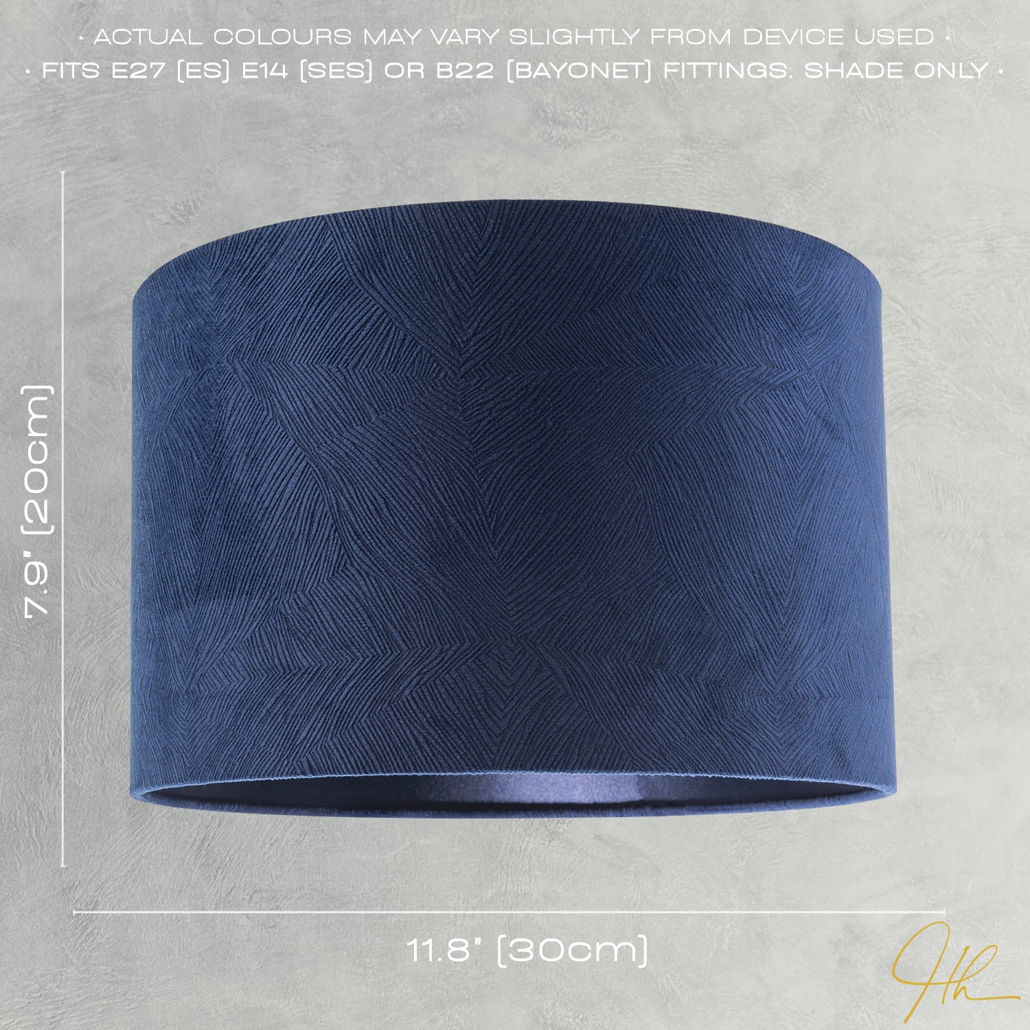 Contemporary Thin Lined Midnight Blue Velvet Fabric Round Lamp Shade Image 7