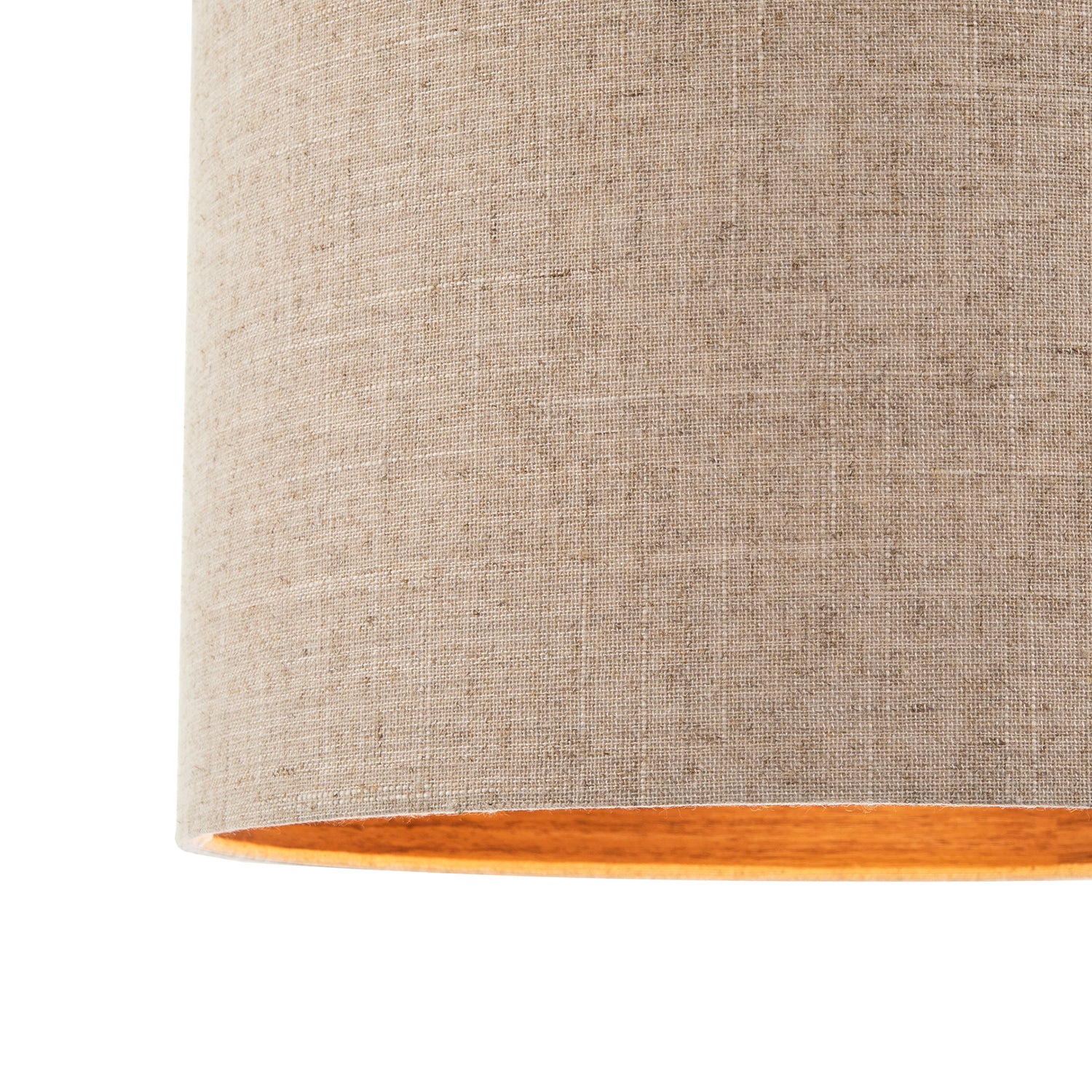 Vintage Natural Linen Lamp Shade in Oatmeal with Wood Effect Inner Image 4