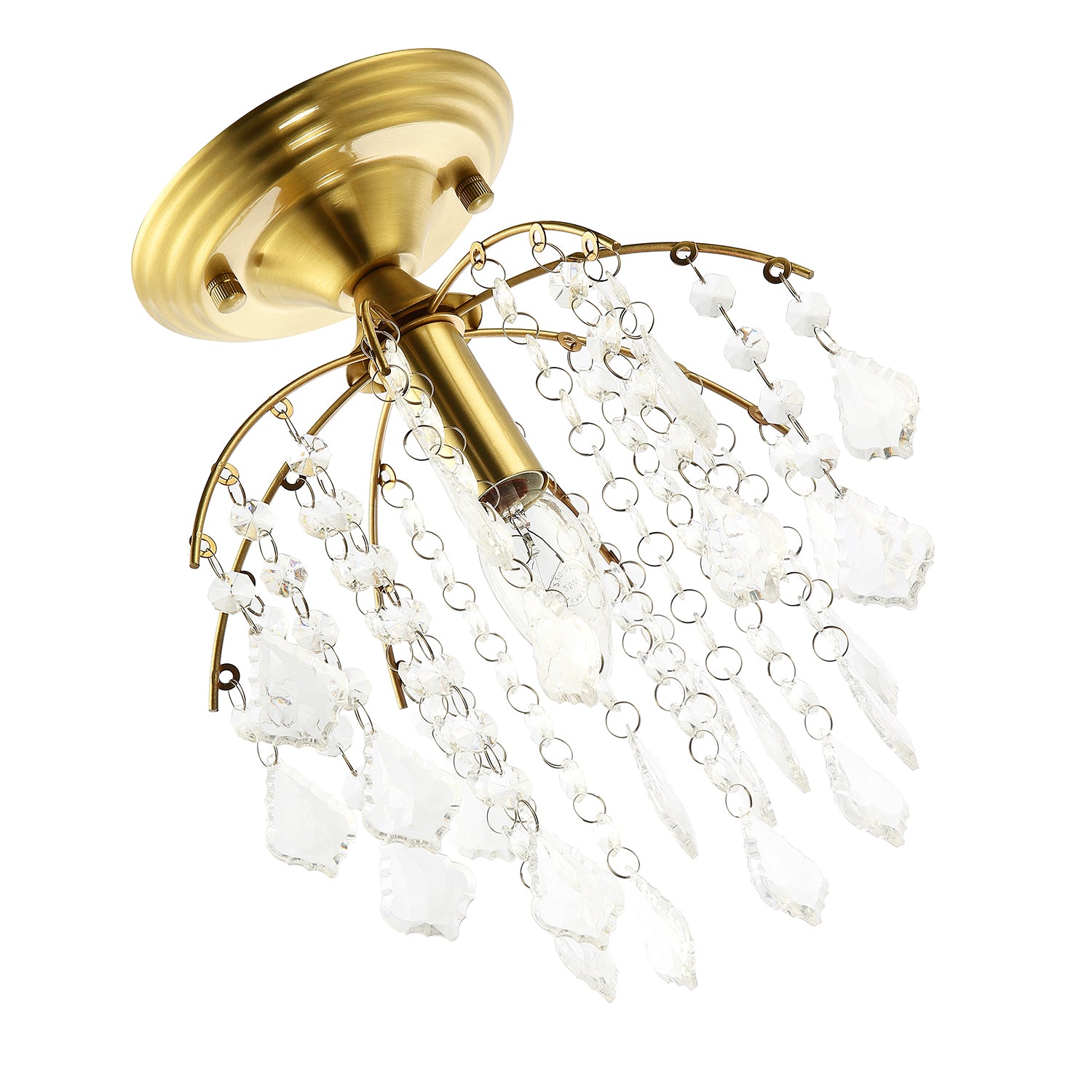 Traditional Crystal Glass Waterfall Ceiling Light in Brushed Gold Image 5