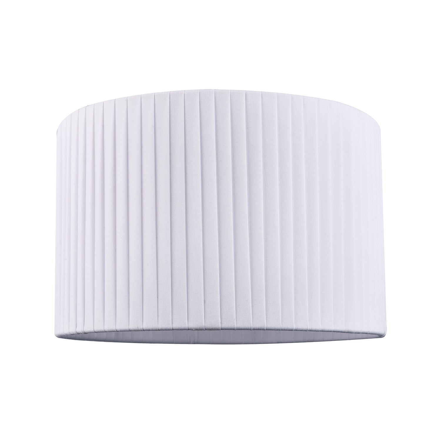 Contemporary Designer Double Pleated White Cotton Fabric 12" Drum Lamp Shade Image 1