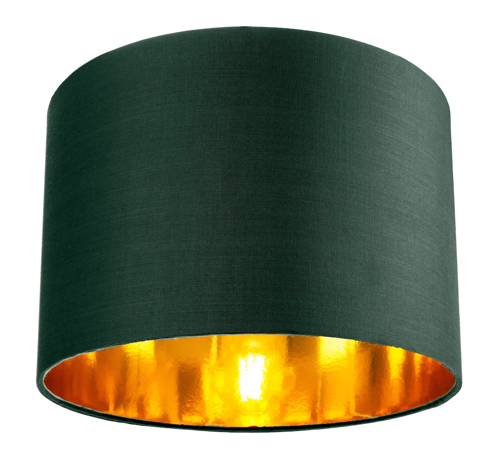 Contemporary Green Cotton 10" Table/Pendant Lamp Shade with Shiny Copper Inner Image 1