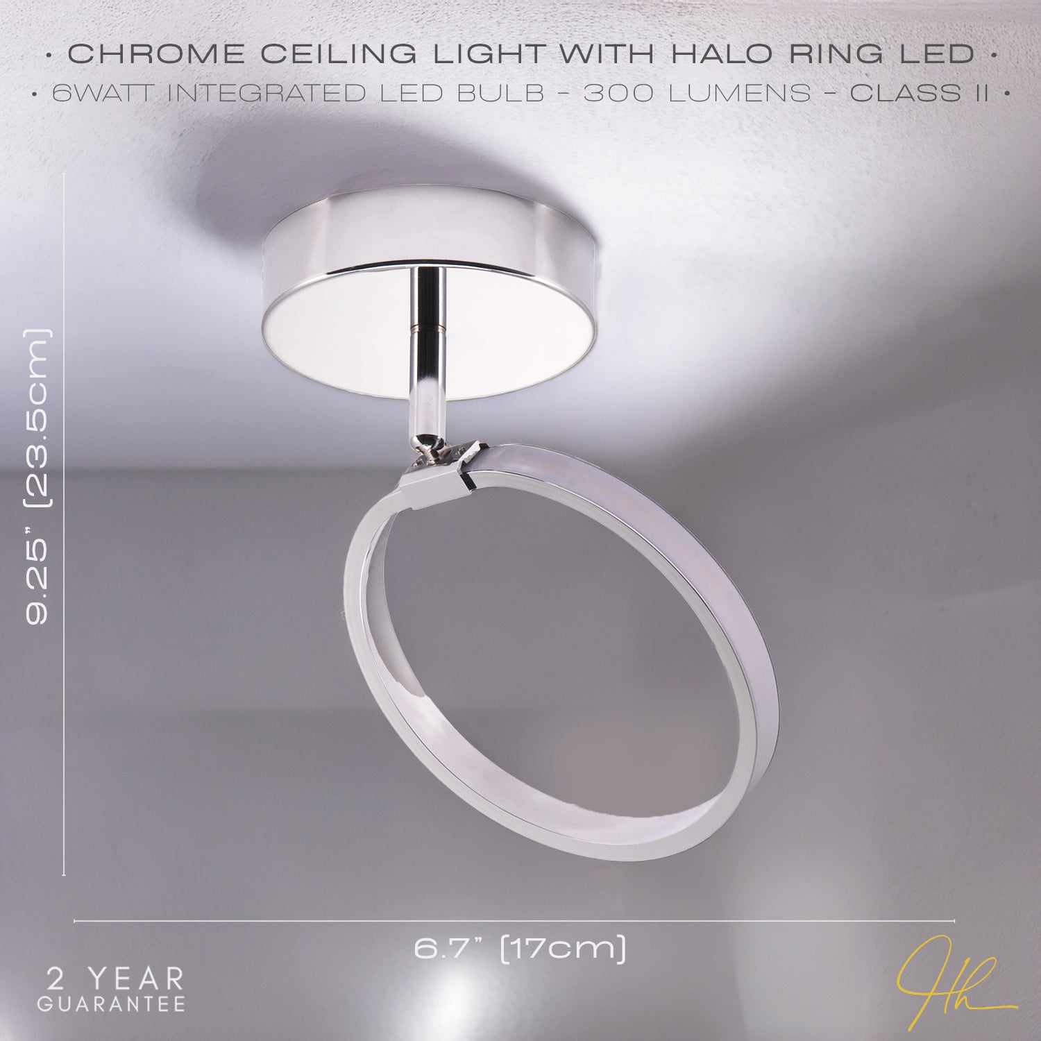 Modern Fully Adjustable Chrome Halo Style Ring LED Ceiling or Wall Light Fitting Image 5