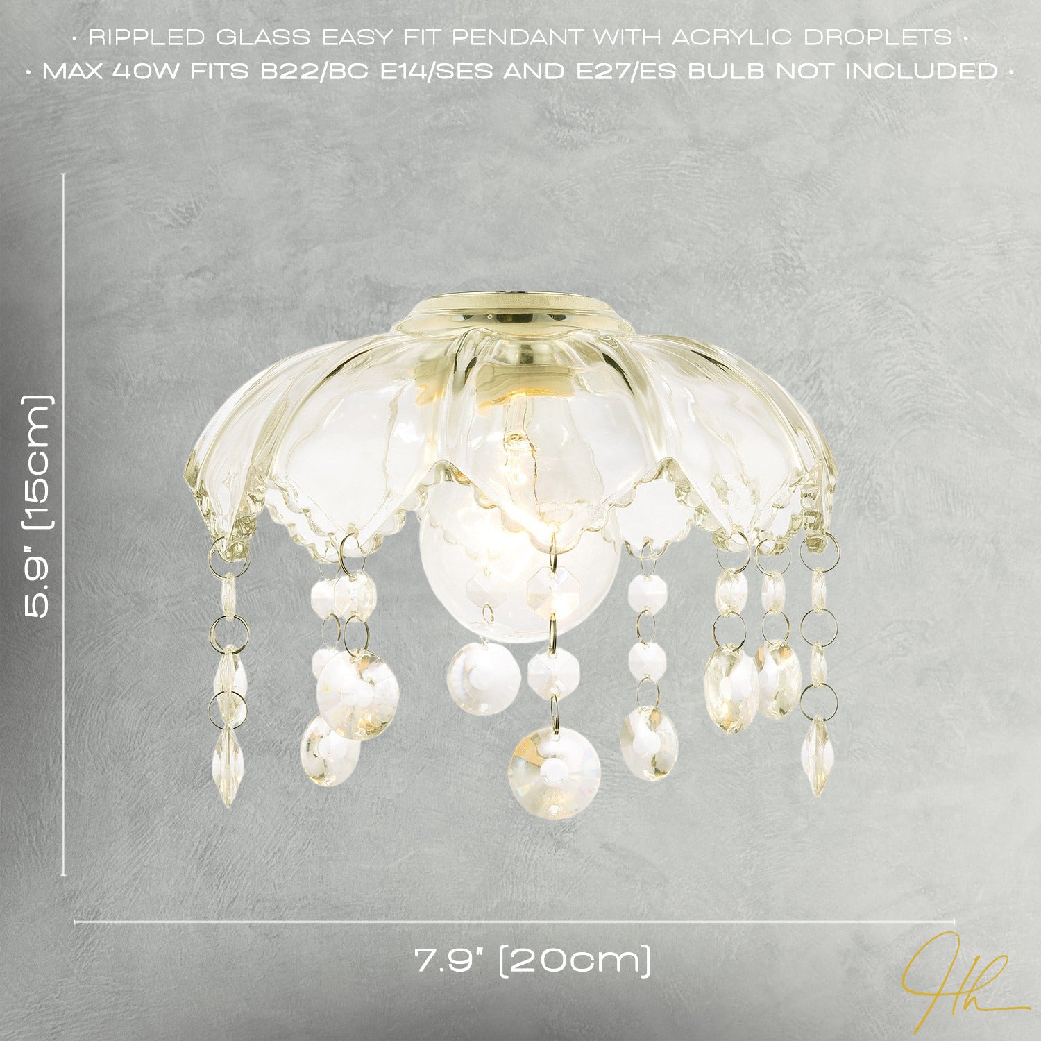Traditional and Shabby Chic Clear Glass Easy Fit Pendant Lamp Shade Image 7