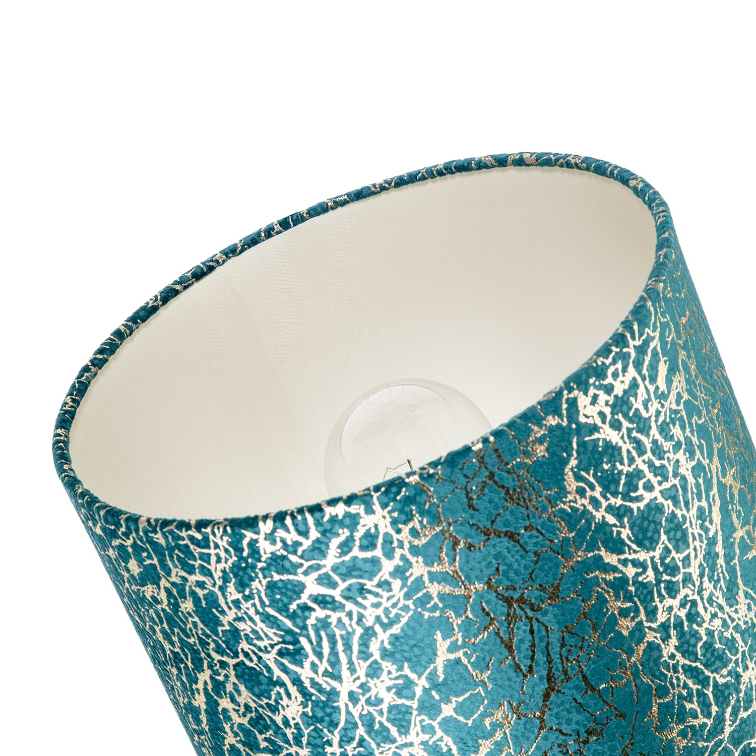 Emerald Green Teal Blend Velvet Fabric Lamp Shade with Shiny Gold Foil Image 5