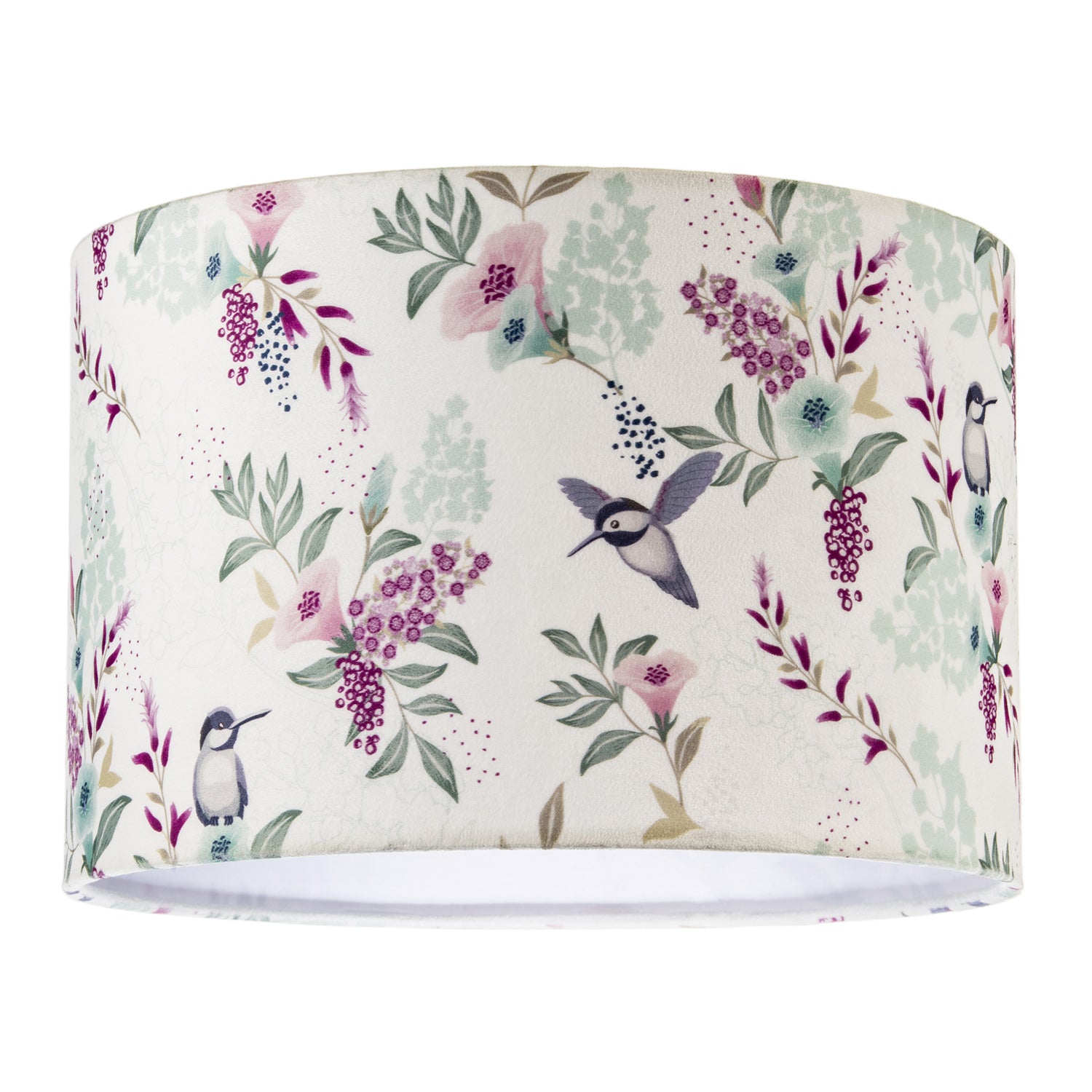 Charming Botanical Woodland-Inspired Velvet Fabric Circular Lampshade Image 1