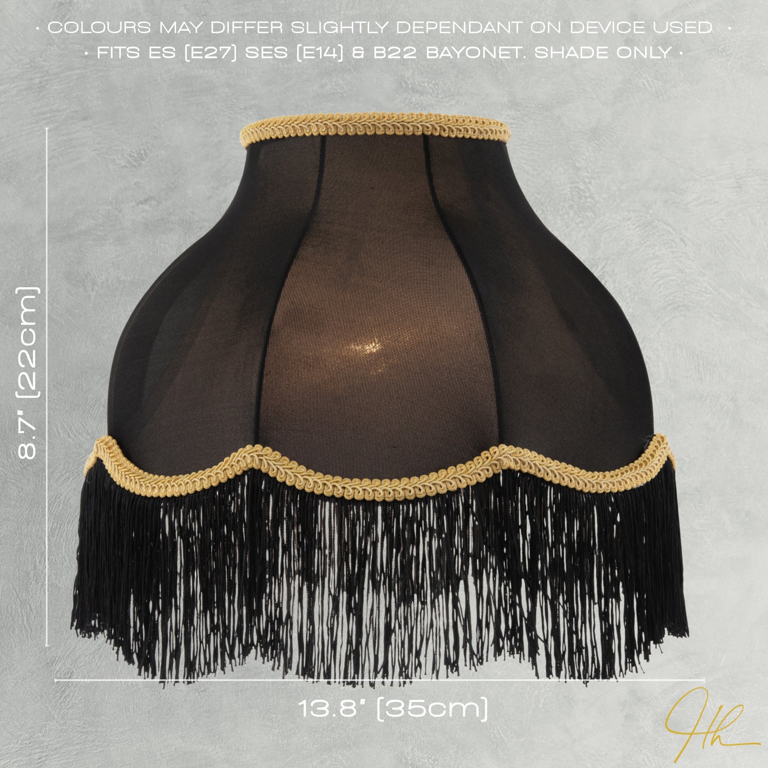 Classic Chic Victorian Style Lamp Shade in Black Elasticated Fabric Image 6