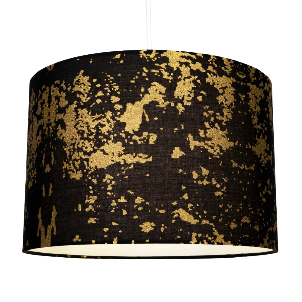 Modern Black Cotton Fabric Lamp Shade with Gold Foil Decor for Table or Ceiling Image 2