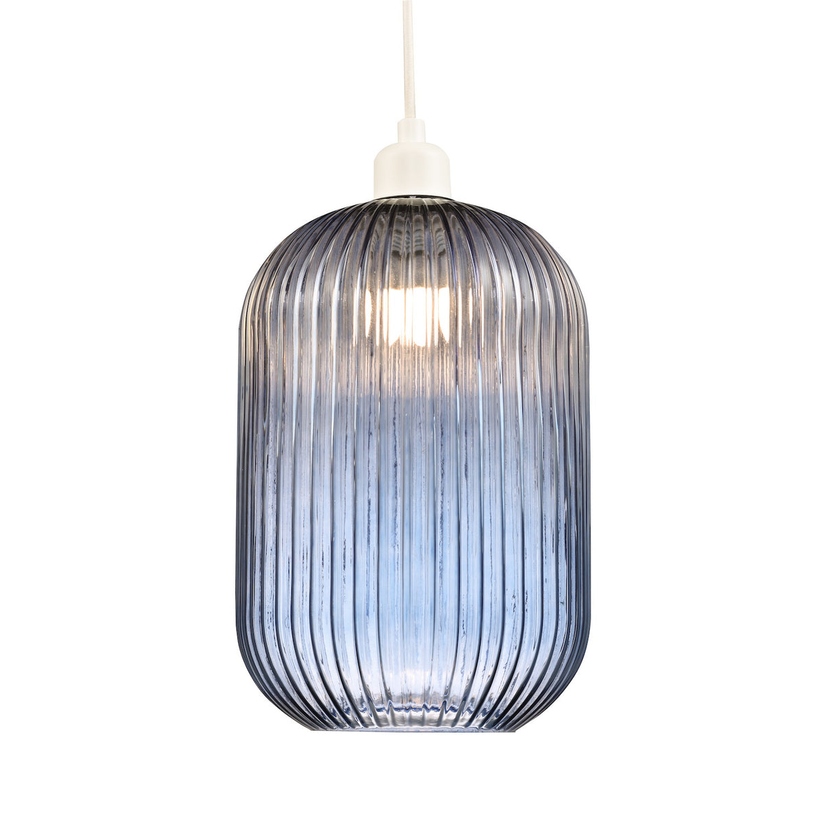Contemporary Chic Midnight Blue Line Ribbed Glass Pendant Light Shade