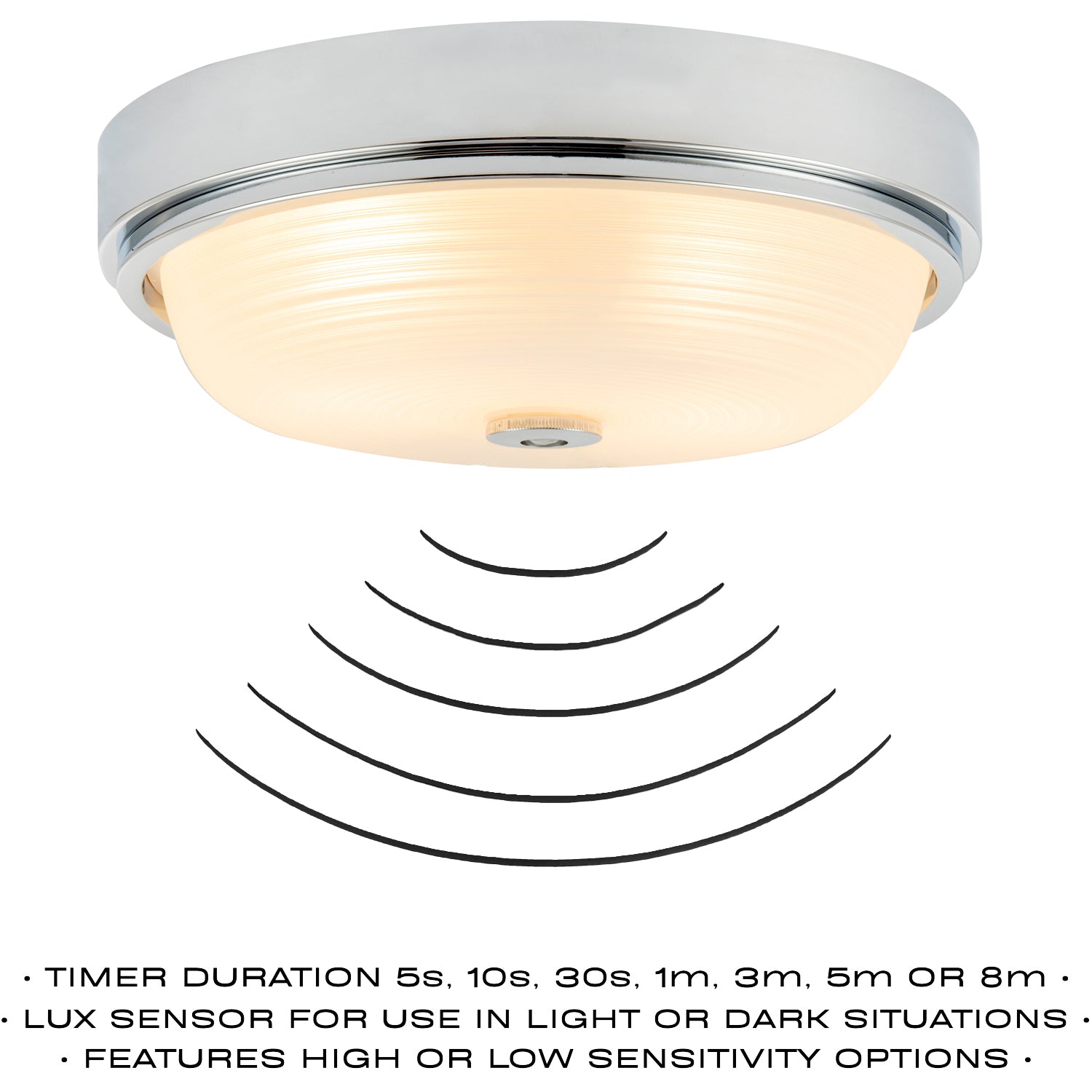 Sensor IP44 Bathroom Ceiling Light in Chrome with Multi Functions Image 3