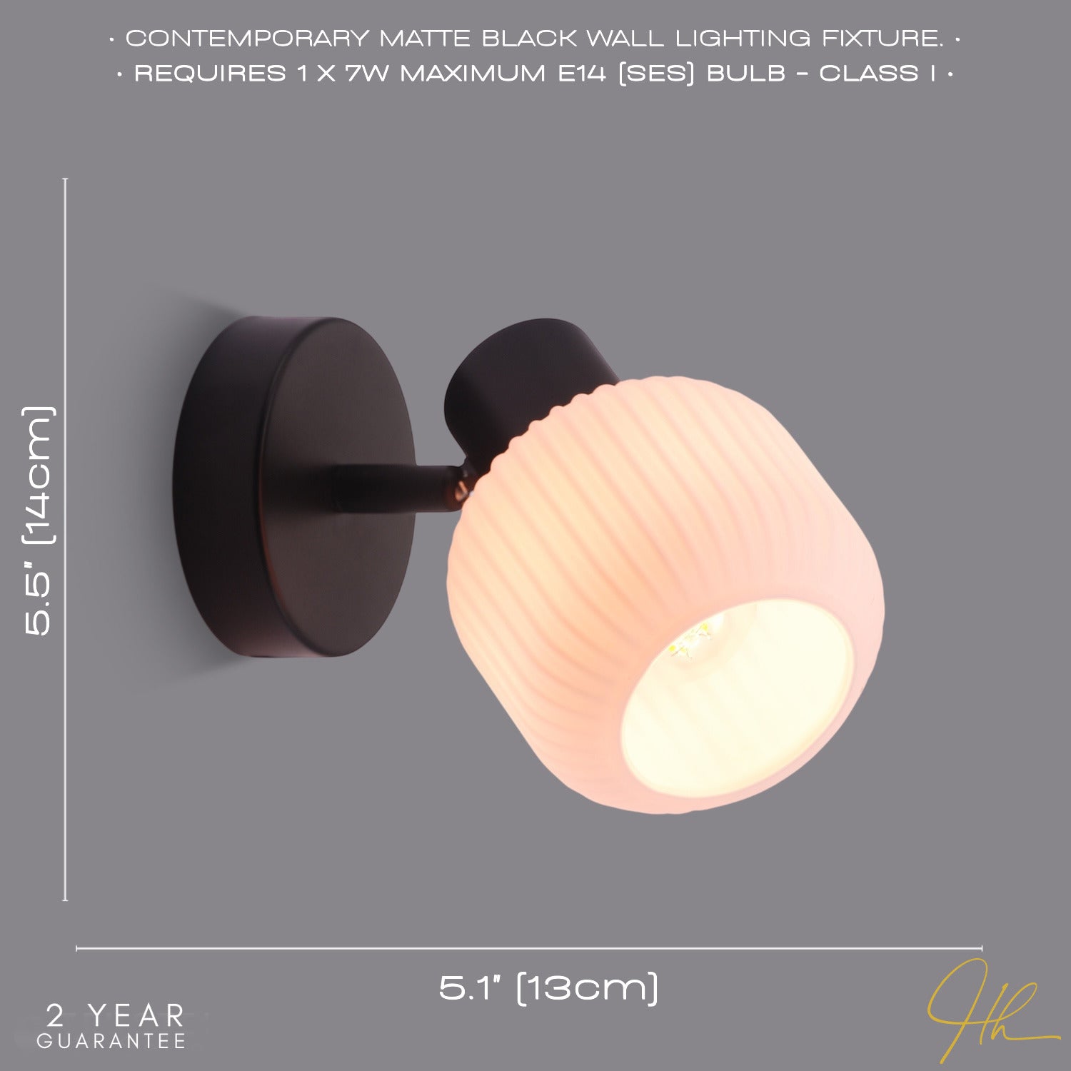 Modern Designer Matte Black Adjustable Wall Light with White Ribbed Glass Shade Image 6