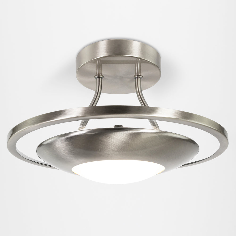 Modernistic Semi Flush Eco Friendly LED Ceiling Light Fitting in Satin Nickel Image 4