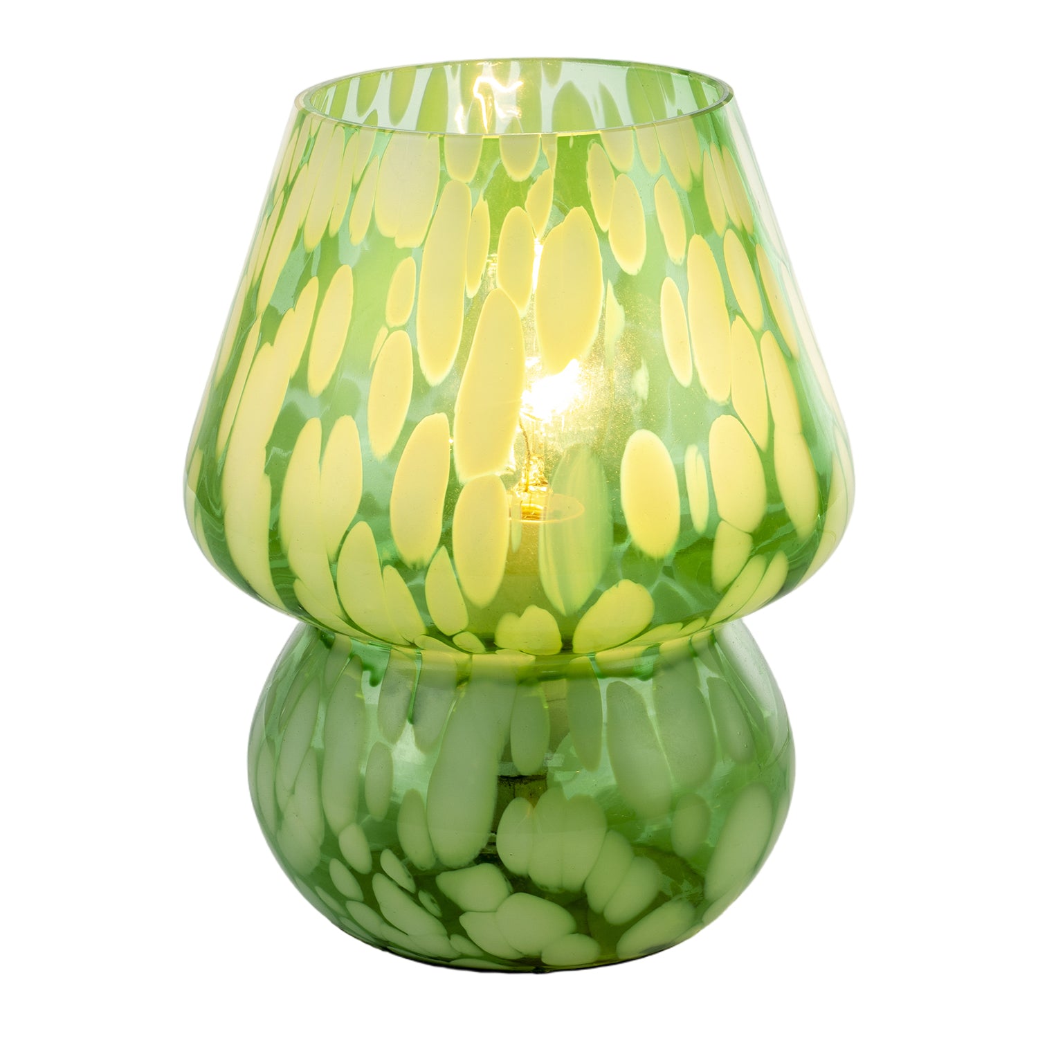 Eye Catching Artisan Style Emerald Green Mottled Glass Table Lamp Image 2
