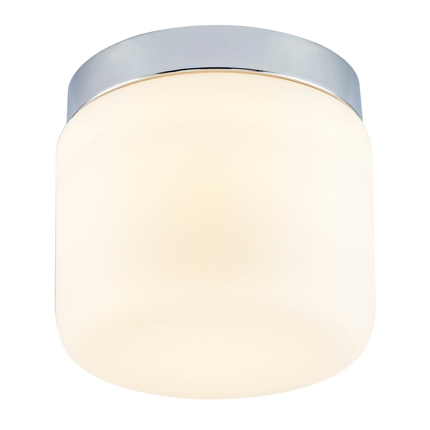 Modern Bathroom LED Ceiling Light in Polished Chrome with Glass Shade Image 2