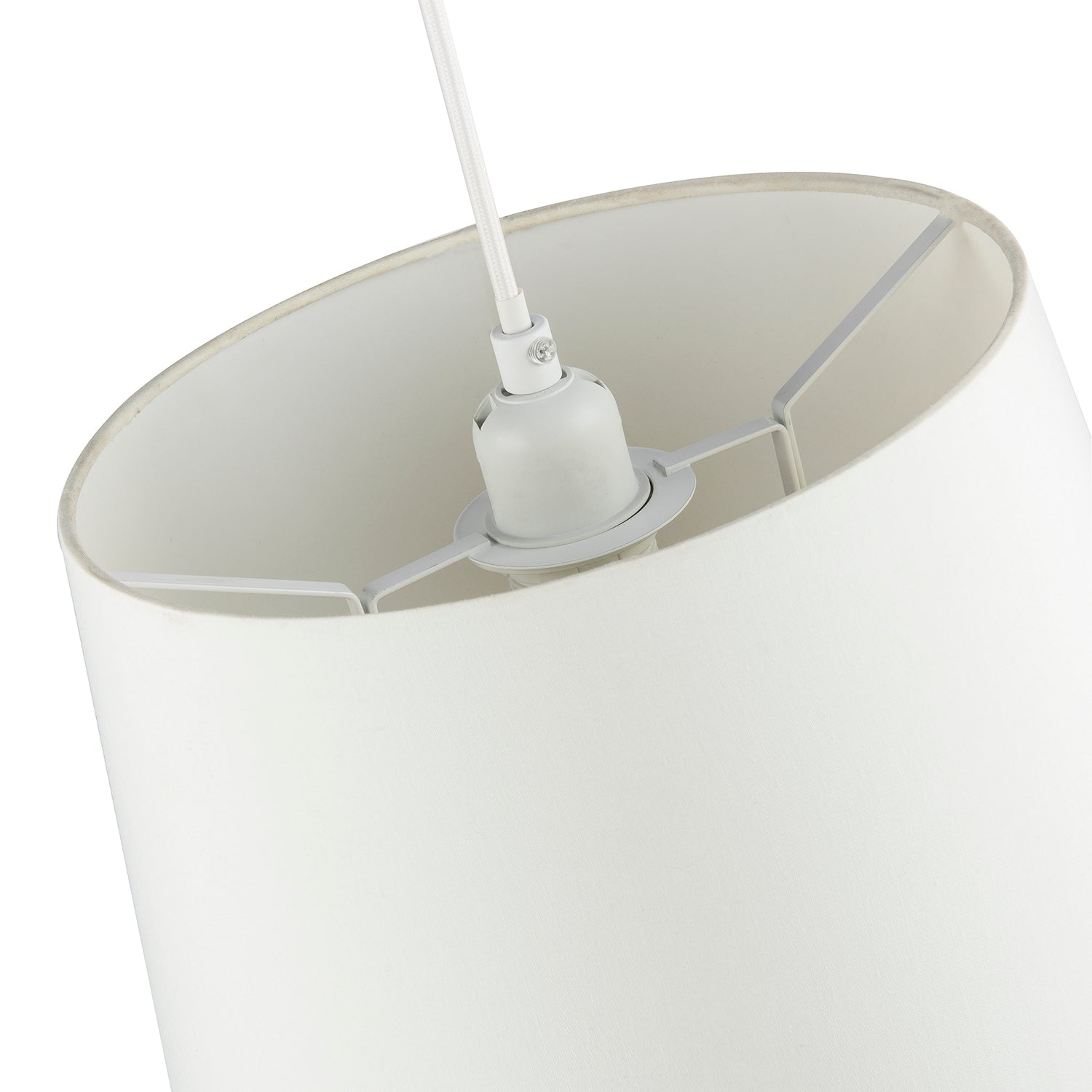 White Cotton Fabric 12inch Drum Lampshade with White Cotton Inner Image 4