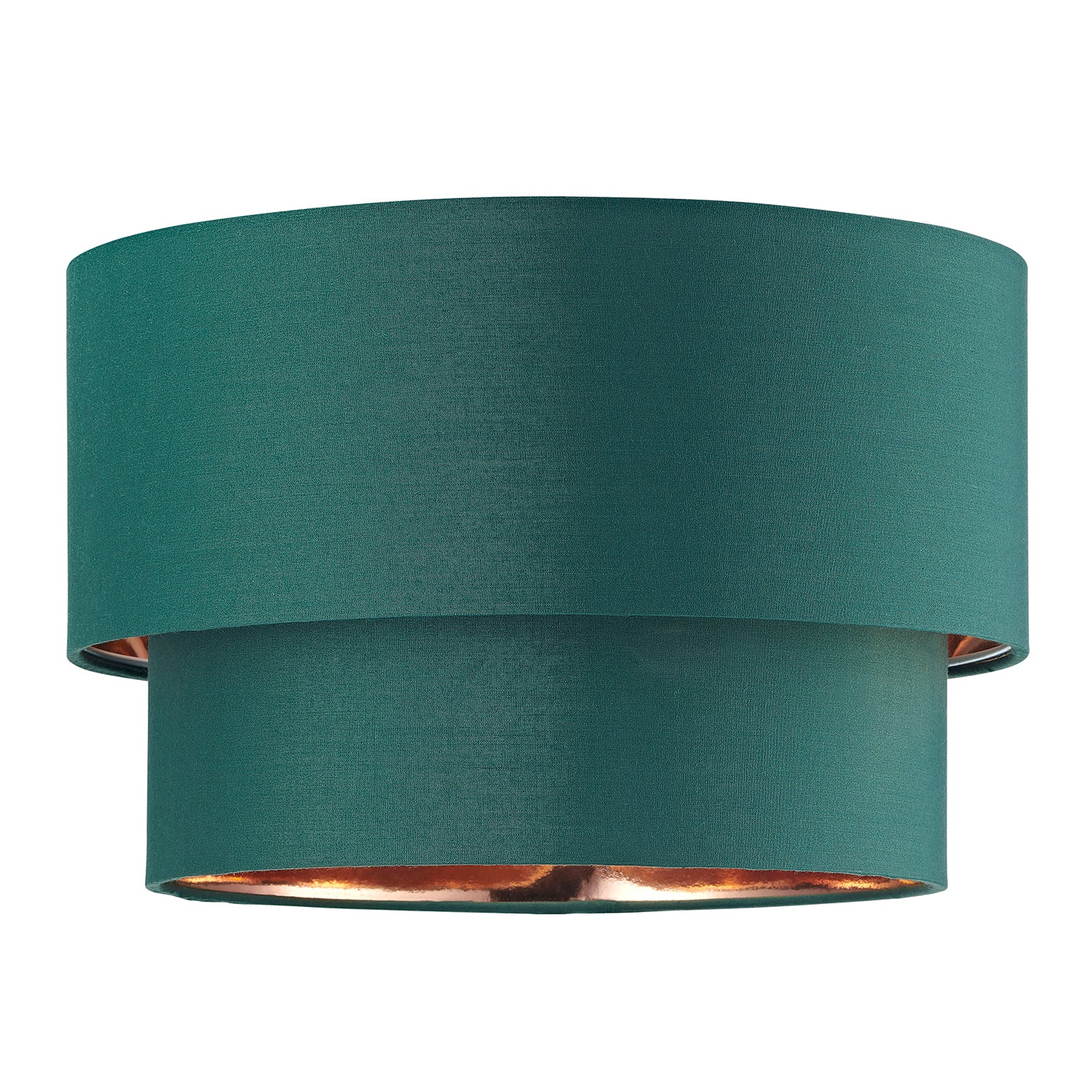 Modern Forest Green Cotton Double Tier Ceiling Shade with Shiny Copper Inner Image 1