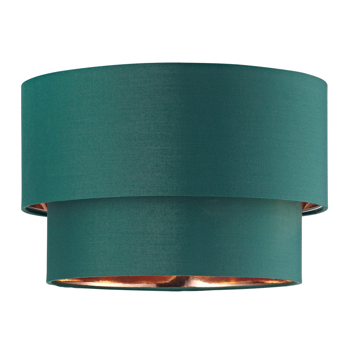 Modern Forest Green Cotton Double Tier Ceiling Shade Shiny Copper Inner