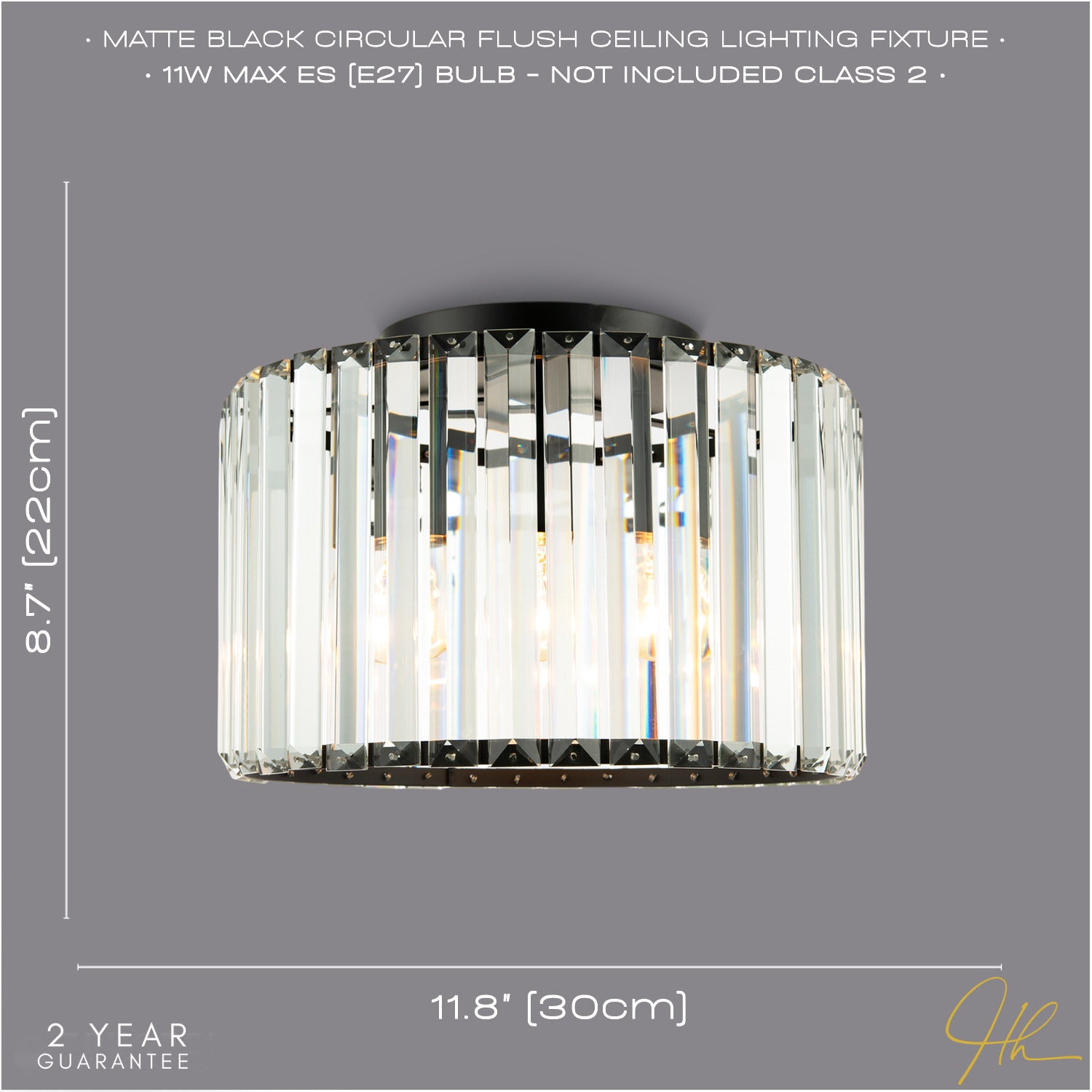 Modern Chic Matte Black and Clear Crystal Glass Flush Ceiling Light Fitting Image 6