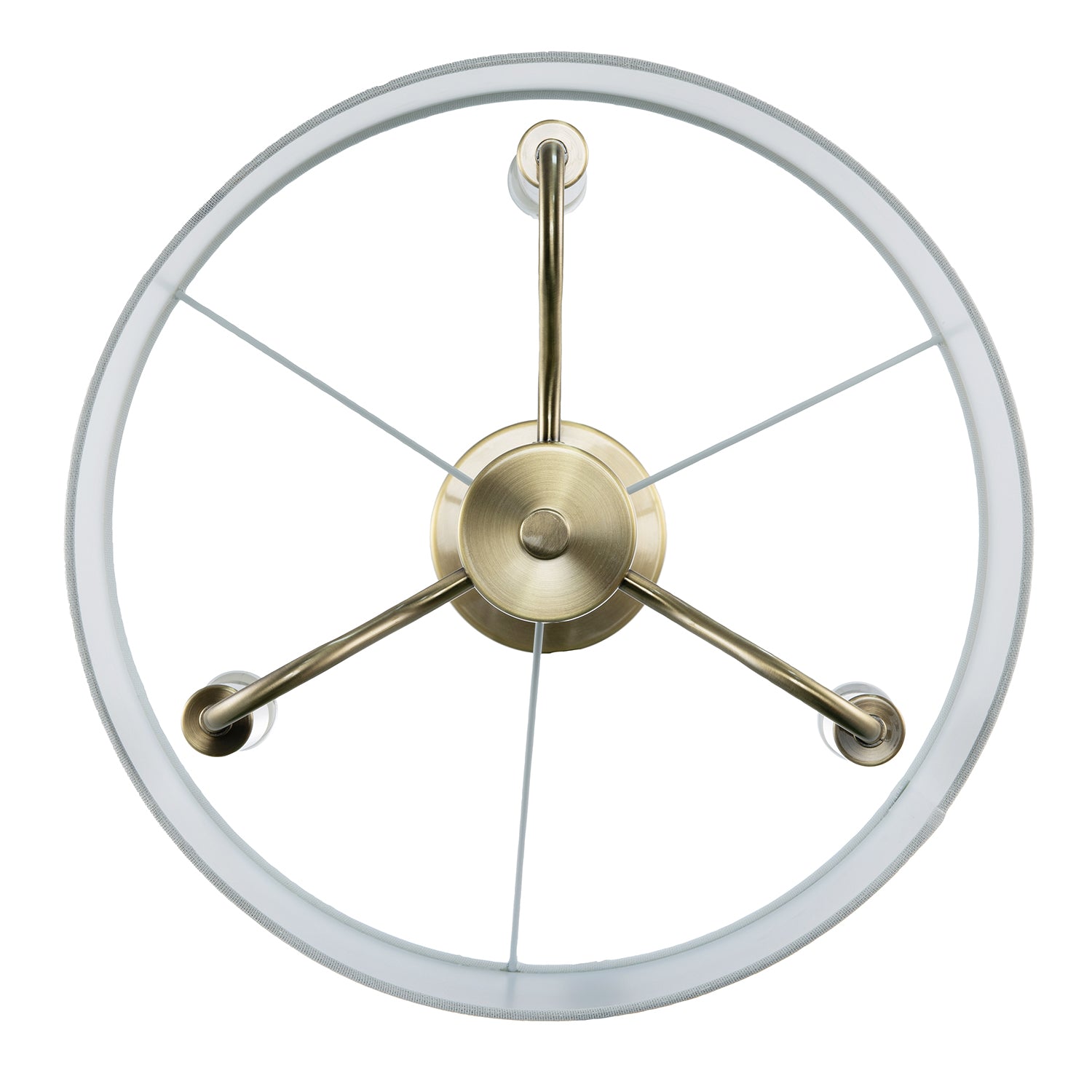 Chic Chandelier Semi Flush Ceiling Light in Antique Brass with Shade Image 3